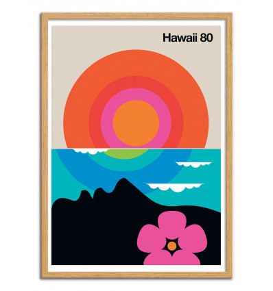 Art-Poster - Hawaii 80 - Bo Lundberg - Cadre bois chêne