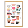 Art-Poster - Coffee Cup Collection - Elisabeth Fredriksson - Cadre bois chêne