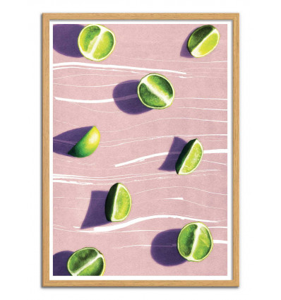 Art-Poster - Lime Fruits - Leemo - Cadre bois chêne