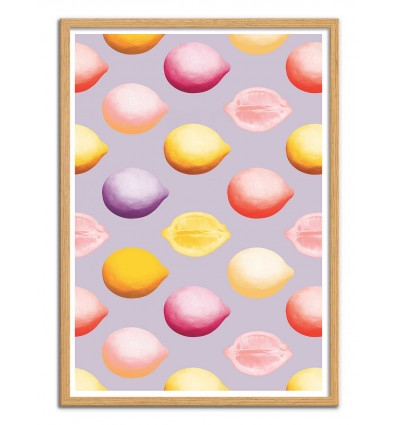 Art-Poster - Colored Lemon Fruits - Leemo - Cadre bois chêne