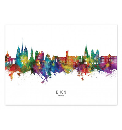 Art-Poster - Dijon France Skyline - Michael Tompsett