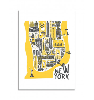 Card 10,5 x 14,8 cm - New-York Map - Fox and Velvet