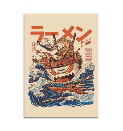 Card 10,5 x 14,8 cm - Great Ramen off Kanagawa - Ilustrata