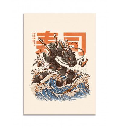 Card 10,5 x 14,8 cm - Great Sushi Dragon - Ilustrata