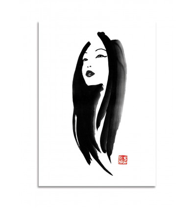 Card 10,5 x 14,8 cm - Woman portrait - Pechane Sumie