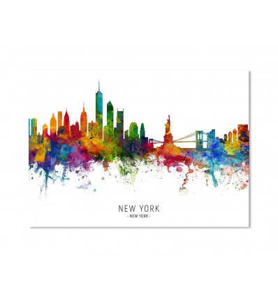Card 10,5 x 14,8 cm - New-York Skyline (Colored Version) - Michael Tompsett