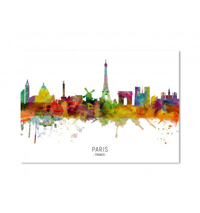 Card 10,5 x 14,8 cm - Paris France Skyline (Colored Version) - Michael Tompsett