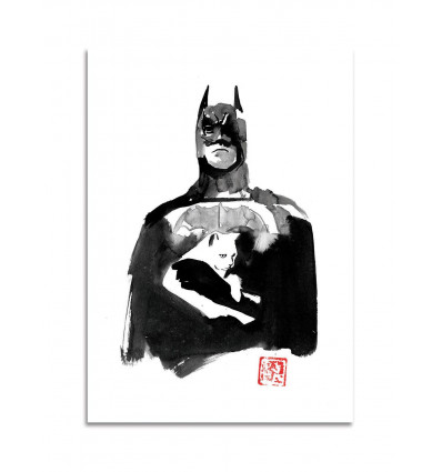Card 10,5 x 14,8 cm - Batman and cat - Pechane Sumie