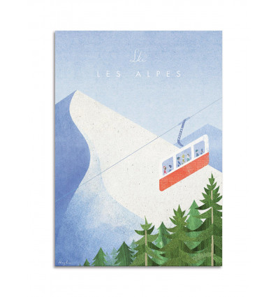Card 10,5 x 14,8 cm - Ski Les Alpes - Henry Rivers
