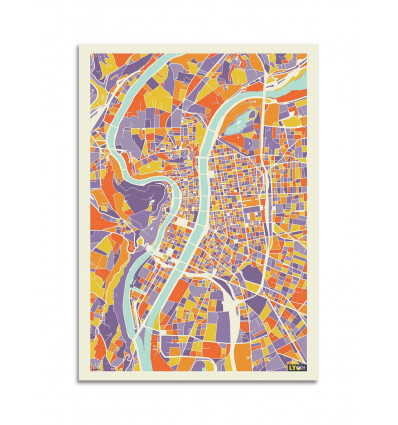 Card 10,5 x 14,8 cm - Lyon Rainbow map - Muzungu