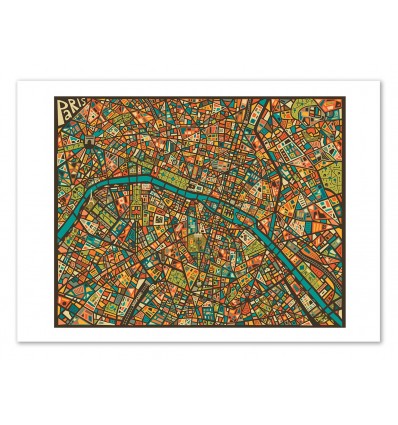 Paris Street Map - Jazzberry Blue