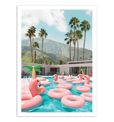 Art-Poster - Flamingo pool party - Gal Design