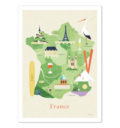 Art-Poster - Carte de France - Henry Rivers