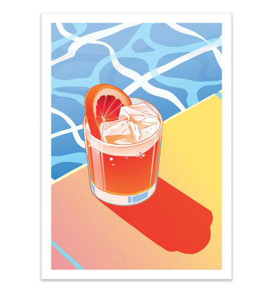 Art-Poster - Poolside cocktail - Barrie Jones