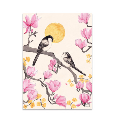Carte 10,5 x 14,8 cm - Magnolia Amoureux - Ma patte laisse des traces