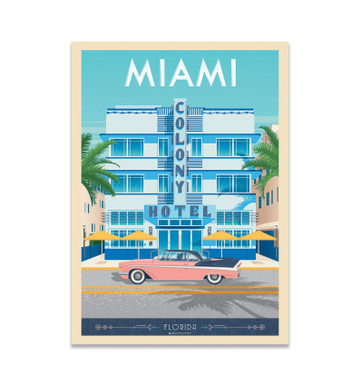 Carte 10,5 x 14,8 cm - Miami Colony Hotel - Olahoop Travel Posters