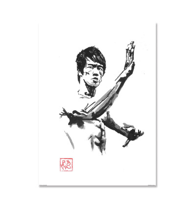Carte 10,5 x 14,8 cm - Bruce Lee - Pechane Sumie