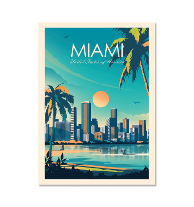 Carte 10,5 x 14,8 cm - Miami - Studio Inception