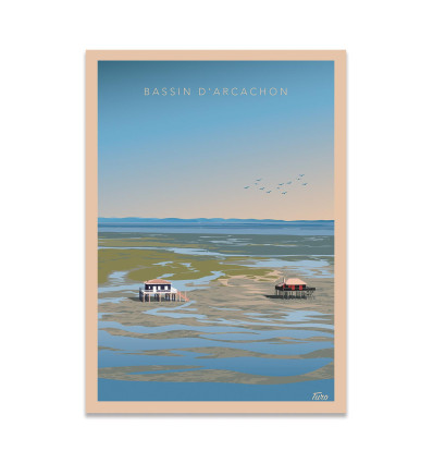 Carte 10,5 x 14,8 cm - Bassin d'Arcachon Version 2 - TuroMemoriesStudio