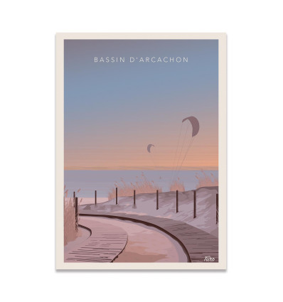 Carte 10,5 x 14,8 cm - Bassin d'Arcachon Version 3 - TuroMemoriesStudio