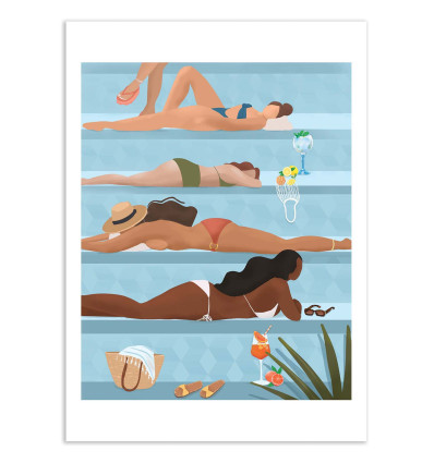 Art-Poster - Ladies by the pool - Petra Lizde