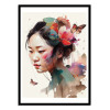 Art-Poster - Watercolor floral asian woman - Chromatic fusion studio