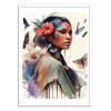 Art-Poster - Watercolor floral indian native woman - Chromatic fusion studio