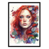Art-Poster - Watercolor floral red hair woman - Chromatic fusion studio