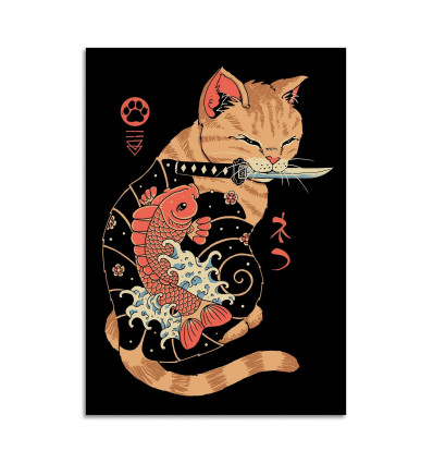 Carte 10,5 x 14,8 cm - Carp Tattooed cat - Vincent Trinidad