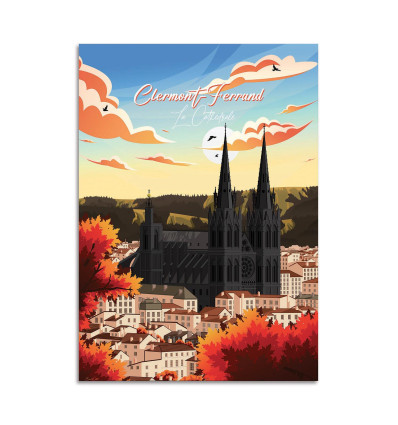 Card 10,5 x 14,8 cm - Clermont Ferrand La Cathédrale - Benoit Collet