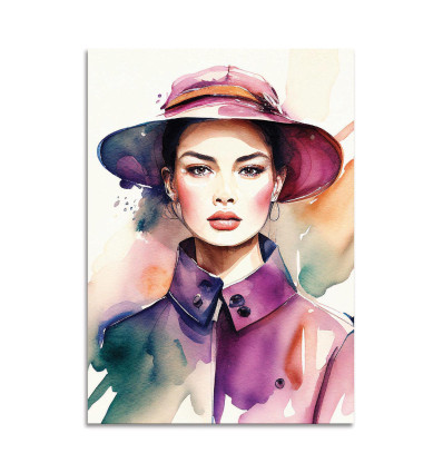 Card 10,5 x 14,8 cm - Watercolor fashion woman - Chromatic fusion studio