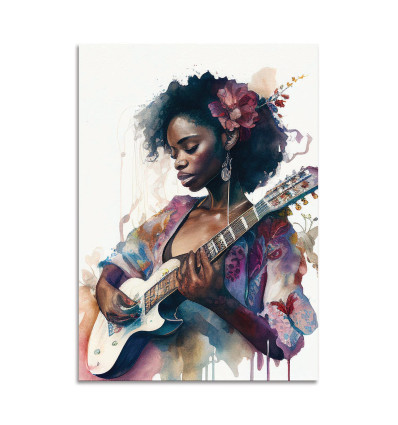 Card 10,5 x 14,8 cm - Watercolor Musician woman V2 - Chromatic fusion studio