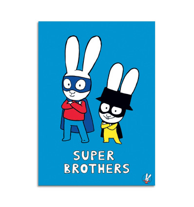 Carte 10,5 x 14,8 cm - Super Heroes Brothers - Simon Super Rabbit