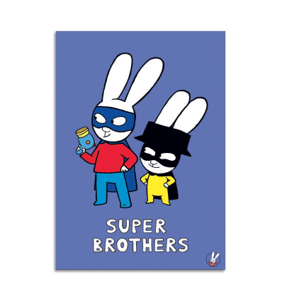 Card 10,5 x 14,8 cm - Super Heroes Brothers V2 - Simon Super Rabbit