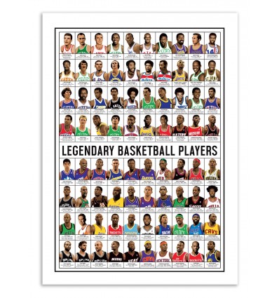 Art-Poster 70 x 100 cm - Legendary Basketball Players - Olivier Bourdereau