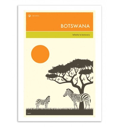 Art-Poster 50 x 70 cm - Botswana Travel Poster - Jazzberry Blue