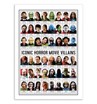 Art-Poster - Iconic Horror movies Villains - Olivier Bourdereau