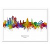 Art-Poster - Brussels Belgium Skyline (Colored Version) - Michael Tompsett